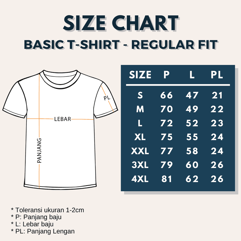 Size Baju Combed 30s